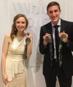 Seniors Katie Simpson and Jeff Carden show off their silver medals at the ADDY awards. Photo provided by Jeff Carden 