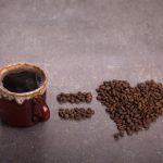 A coffee mug equals a coffee bean heart