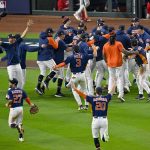 Picture of baseball players celebrating on the field