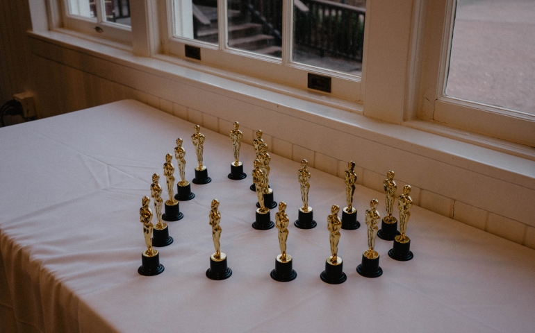 the awards arranged in a heart