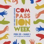 Poster for Compassion Week with hands surrounding the text